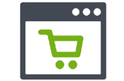uma ába de um navegador com um icone de carrinho de compras